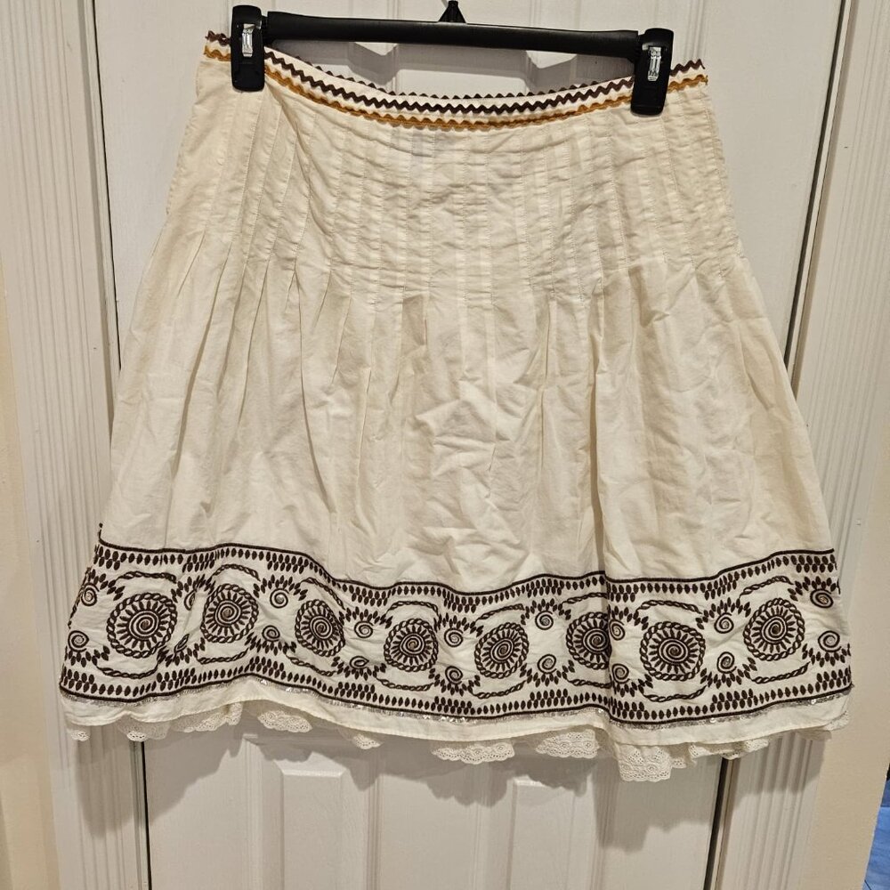 The Limited Boho Sunburst & Lace Lined Skirt Beading Midi Size 12